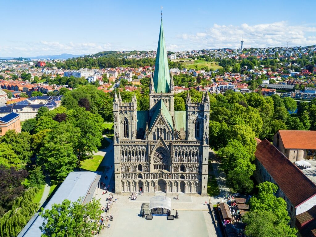 Aerial view of Nidaros Cathedral, Trondheim