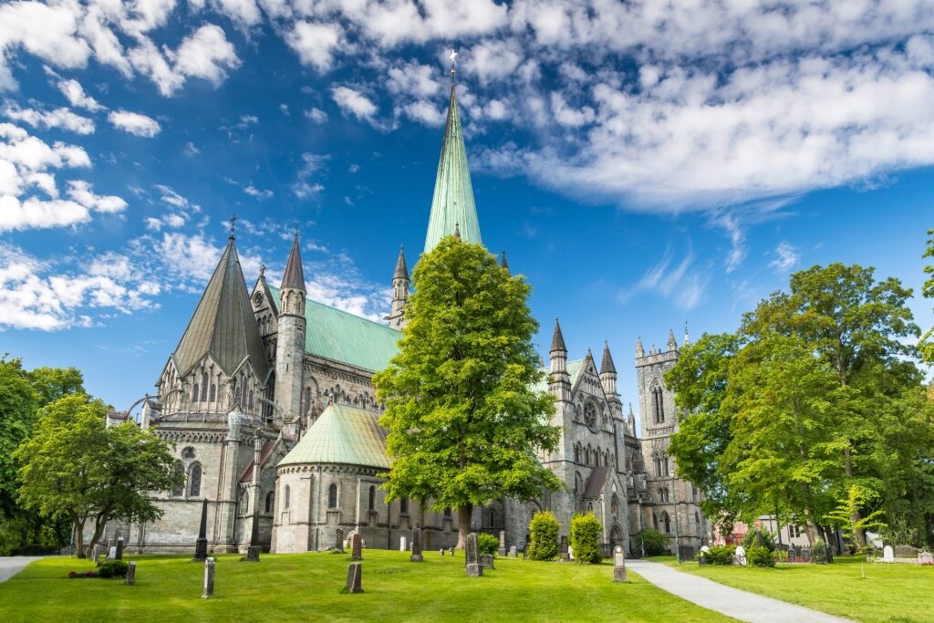 Street view of Nidaros Cathedral, Trondheim