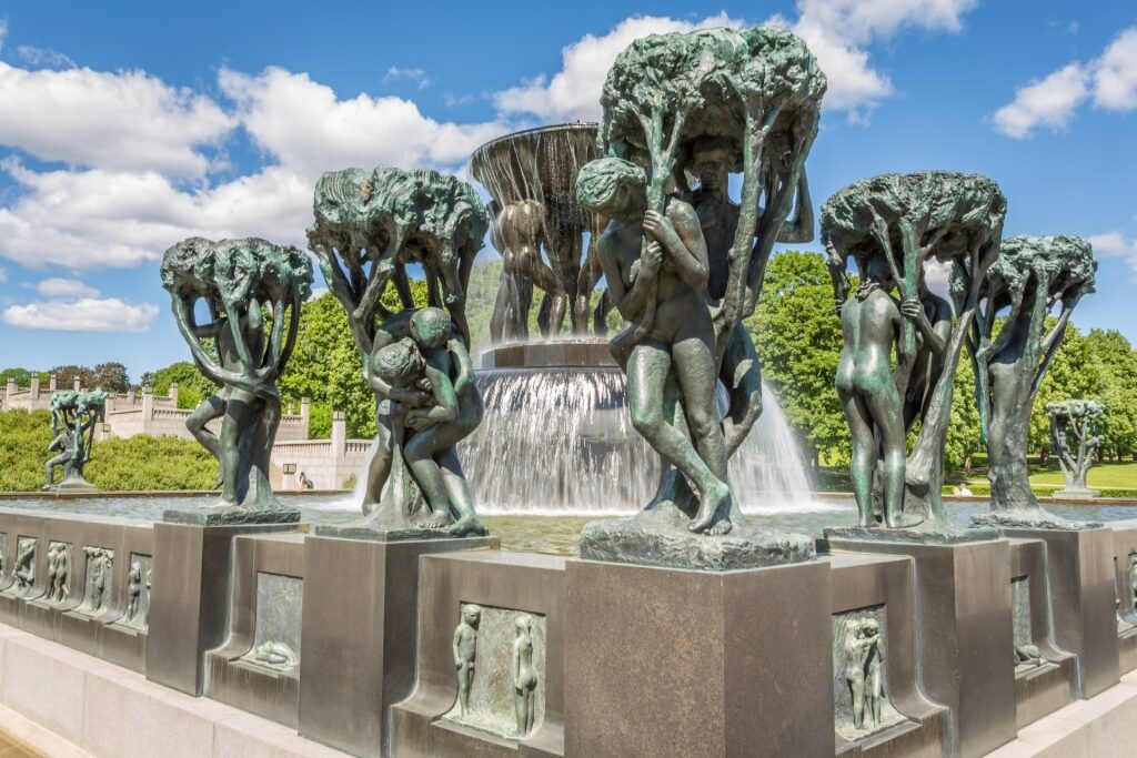 Beautiful fountain of Vigeland Sculpture Park, Oslo