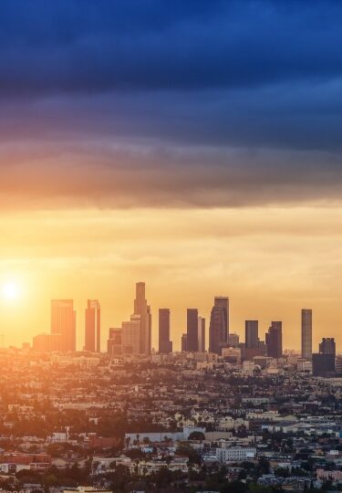 Beautiful Los Angeles skyline during sunset