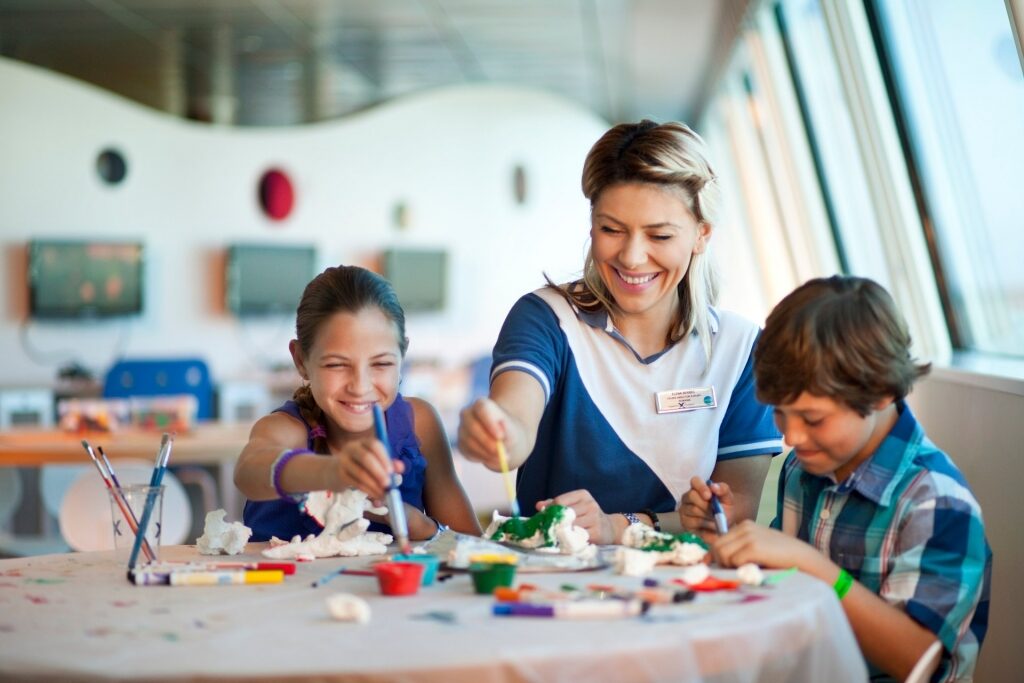 Kids painting onboard Celebrity Cruises