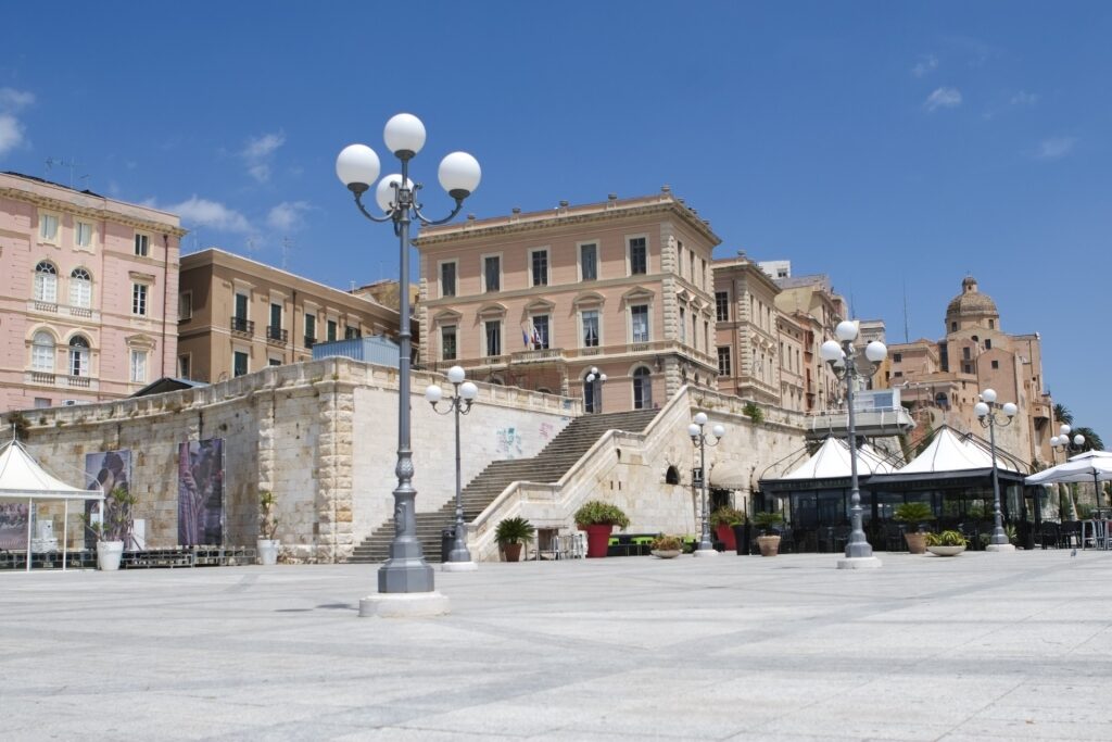 Street view of Castello District in Cagliari, Italy