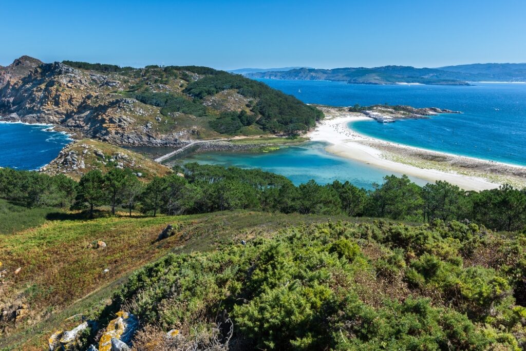 Lush landscape of Cies Islands, Spain