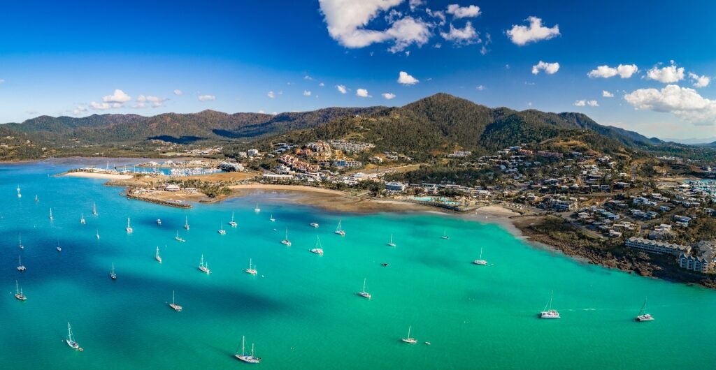 Aerial view of Airlie Beach, Australia