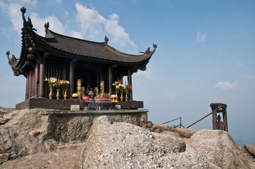 View of the Yen Tu Temple atop Yen Tu Mountain