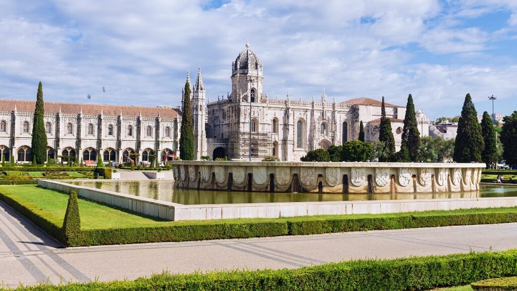 Exterior of Jerónimos Monastery in Lisbon, Portugal