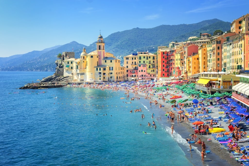 Camogli Beach, near Portofino, one of the best beaches in Italy