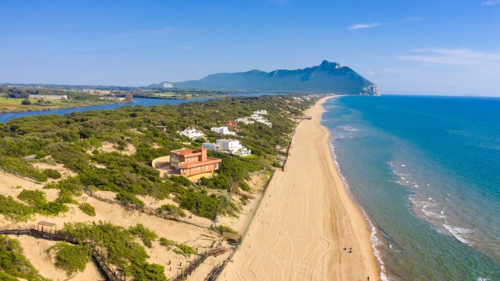 Scenic shoreline of Spiaggia di Sabaudia, near Civitavecchia