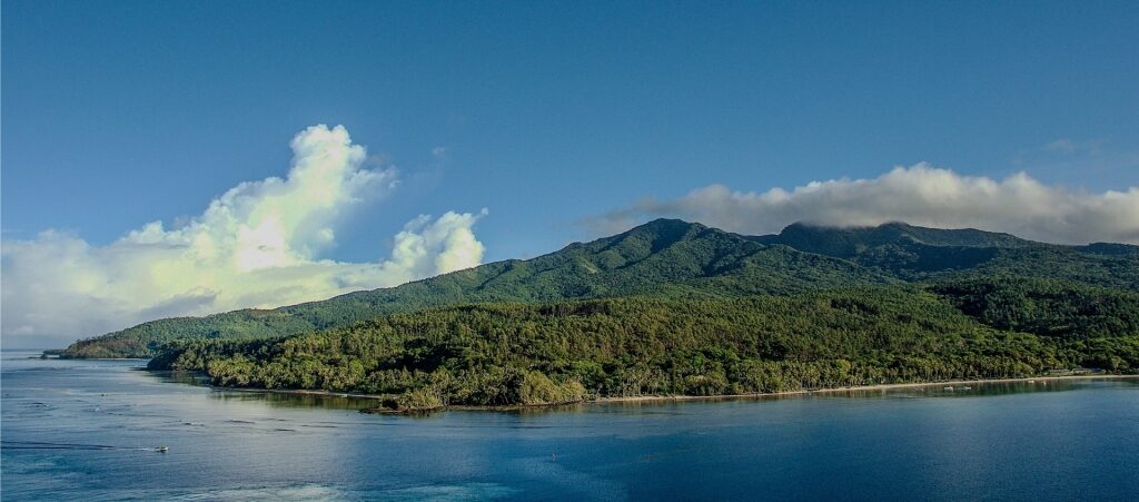 Lush waterfront of Mystery Island, Vanuatu