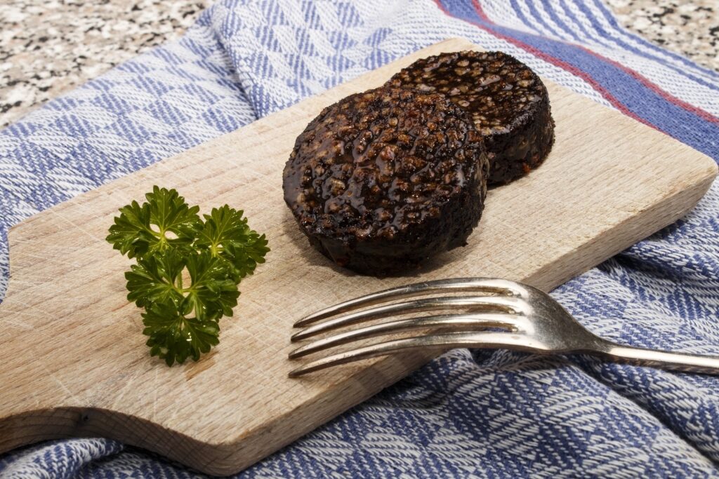 Slices of black pudding