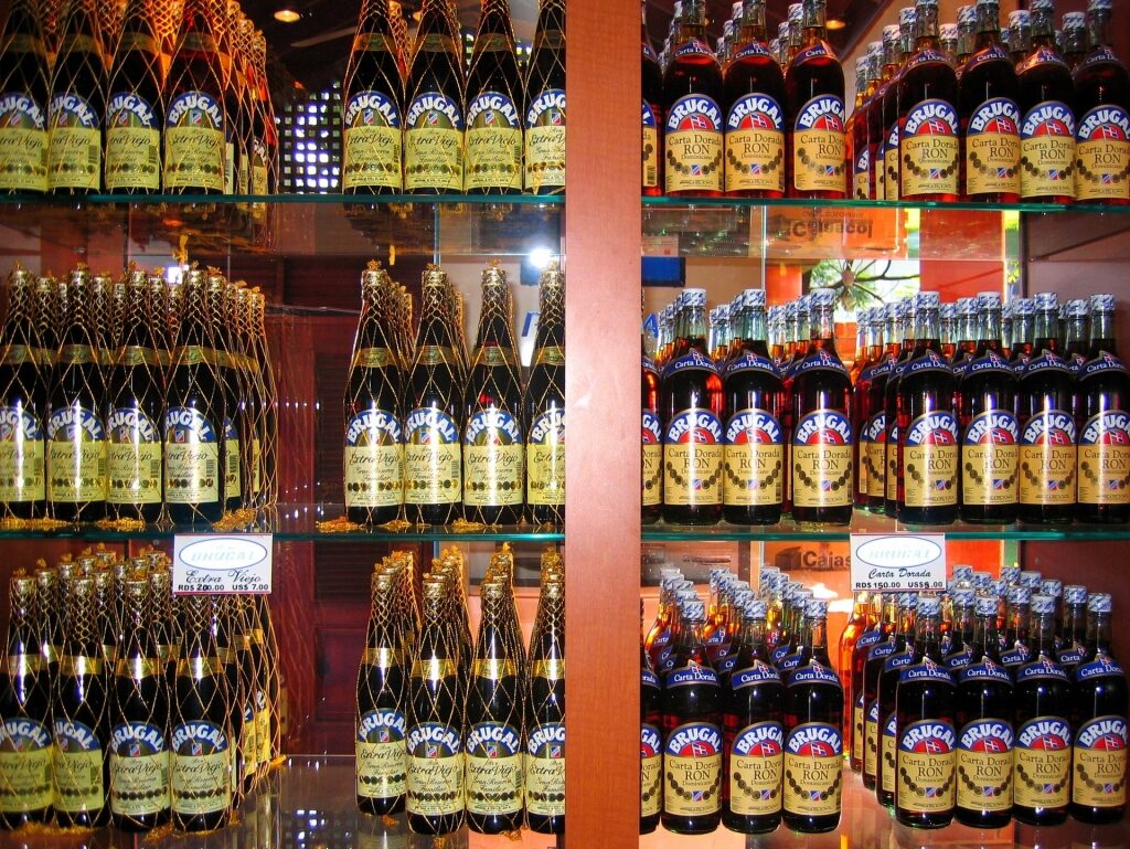 Bottles of rum in Dominican Republic