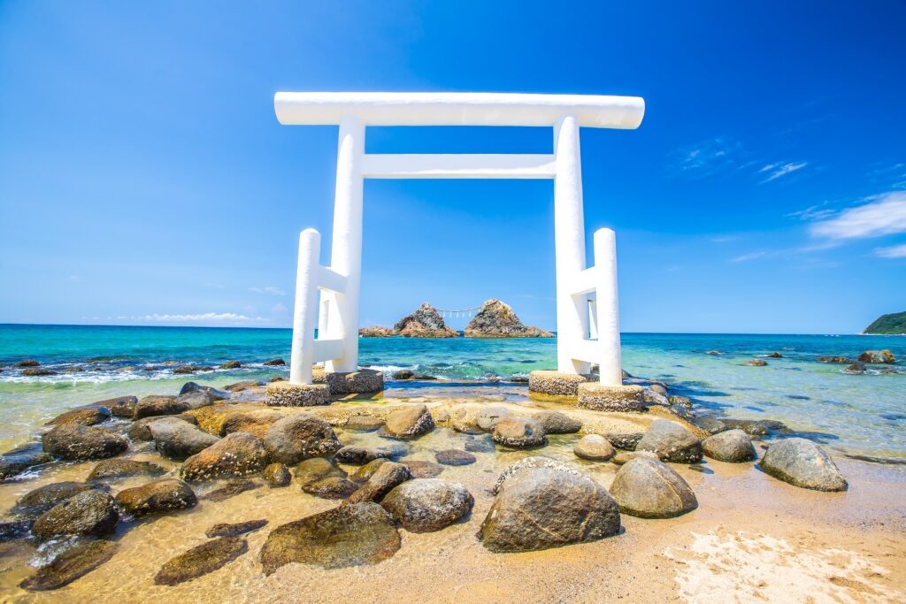 Torii on a beach in Itoshima Peninsula, Fukuoka