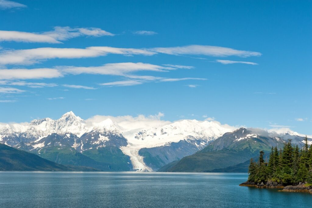 Snowcapped mountains in Prince William Sound, Girdwood