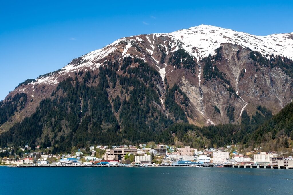 Massive mountain towering over Juneau