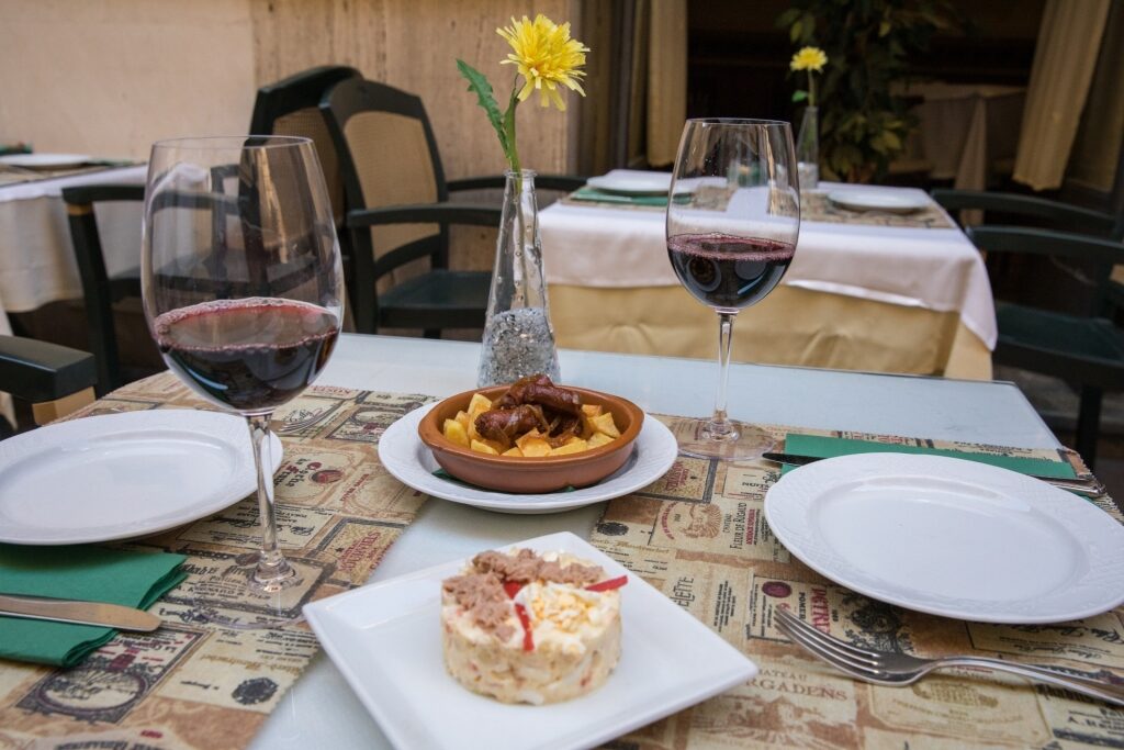 Restaurant in Spain with tapas and wine