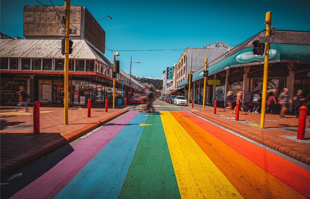 Colorful Cuba Street in Wellington, New Zealand