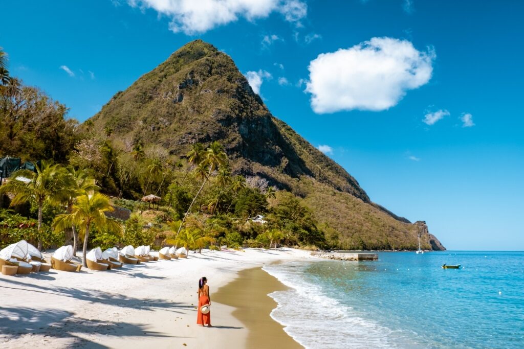 Beautiful landscape of Sugar Beach, St. Lucia
