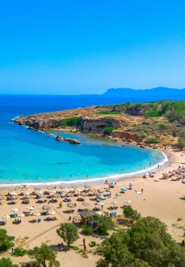 Greece, Crete Island, Crete, Chania, Mediterranean Sea, Aegean Sea, Greek  Islands, Chania, Aerial View Of The Pink Sand Beach Of Elafonisi Island