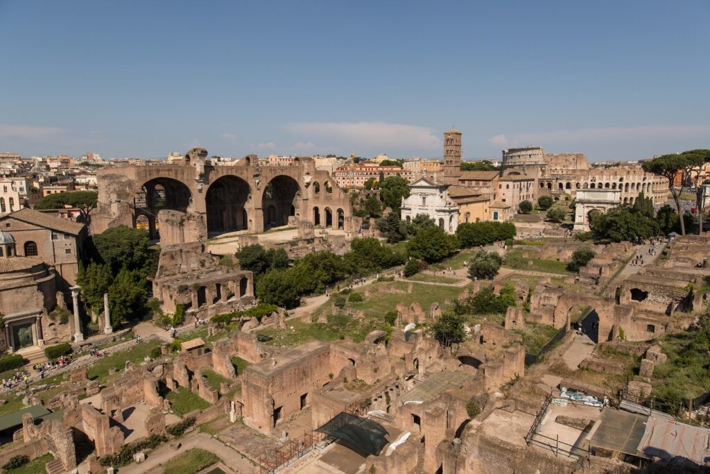 Historic site of the Forum in Rome, Italy