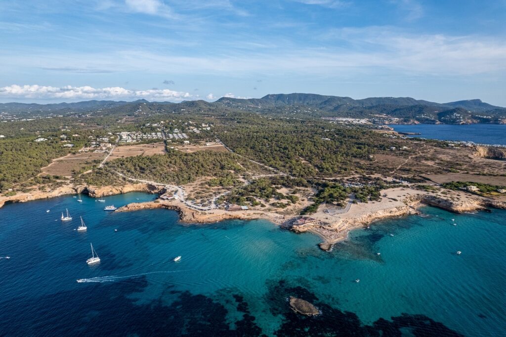 Shoreline of Cala Conta in Ibiza, Spain