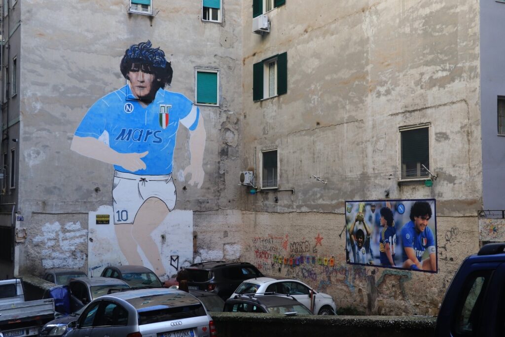 View of the iconic Murale Diego Armando Maradona