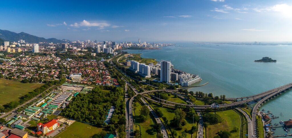 Aerial view of Penang Island in Malaysia