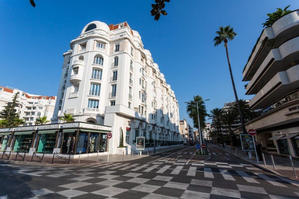 Luxury shops along Boulevard de la Croisette in Cannes, France