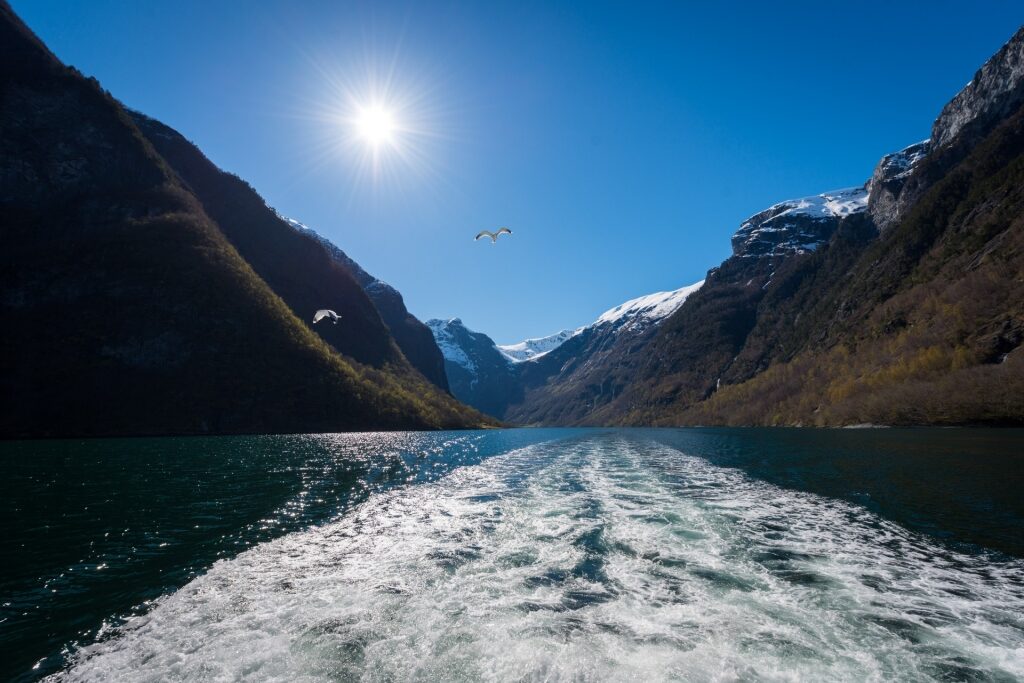 Beautiful view while cruising Naerøyfjord, Norway