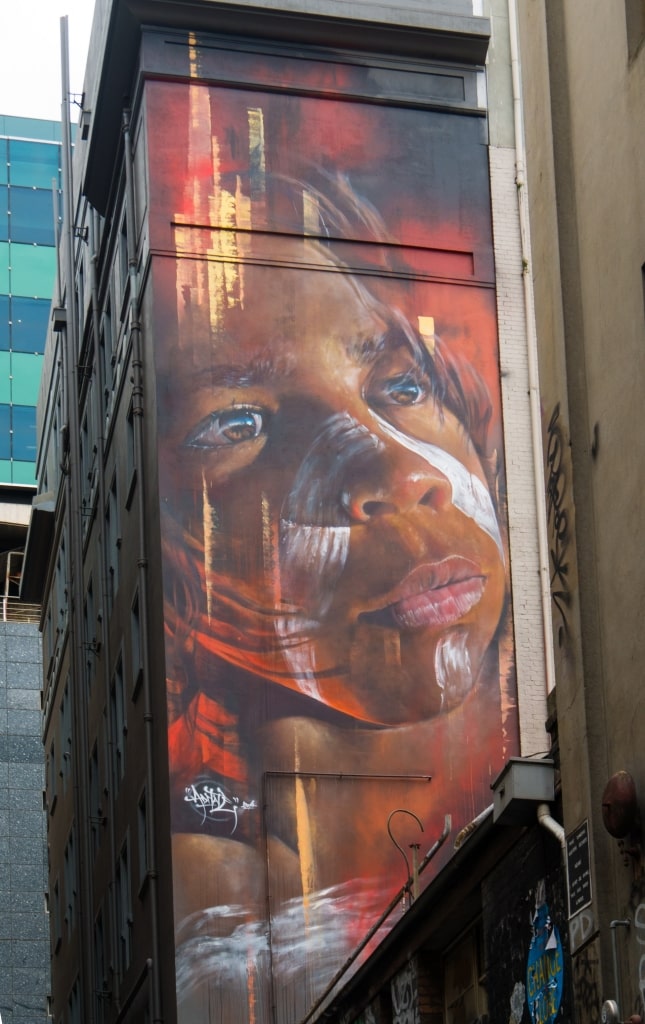 Indigenous Boy in Hosier Lane, Melbourne, Australia