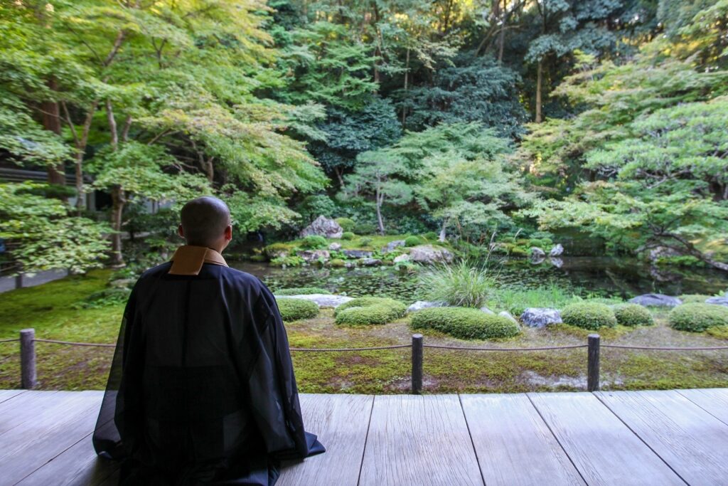 Monk at a Zen Buddhist temple in Kyoto
