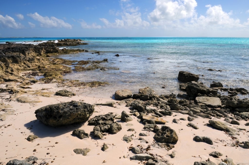 Rocky shoreline of Gibbs Cay