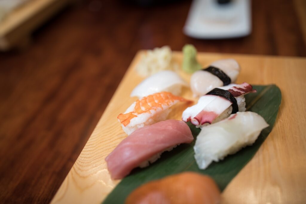 Sushi at a restaurant in Fukuoka