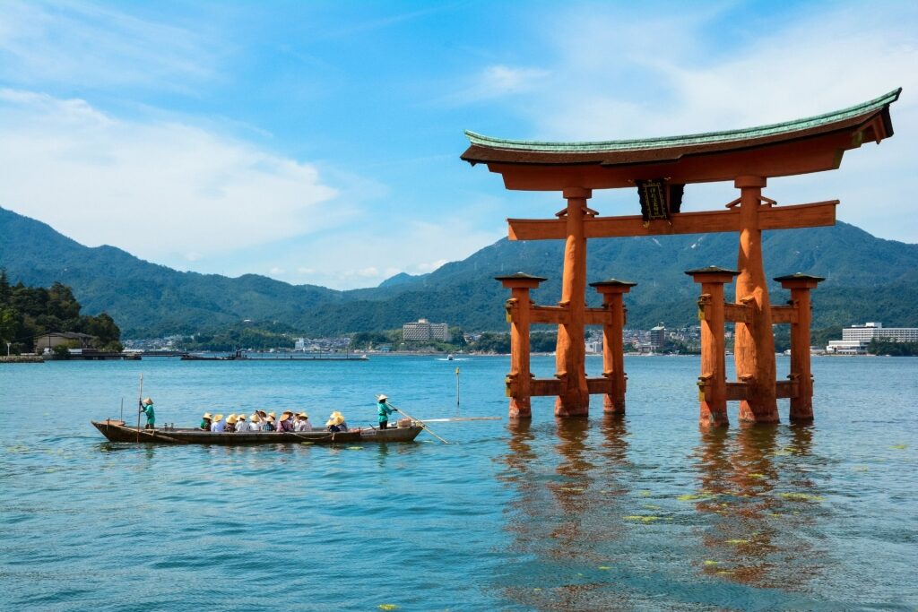 Beautiful landscape of Itsukushima Shrine in Miyajima Island, Hiroshima Bay