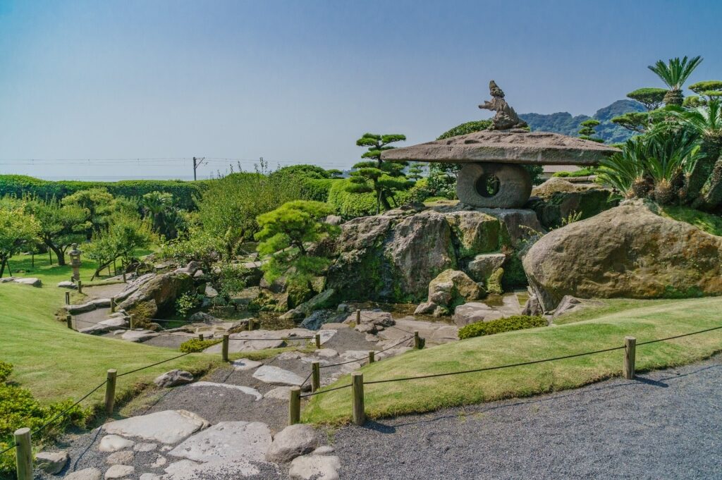 Lush landscape of Sengan-en Garden, Kagoshima