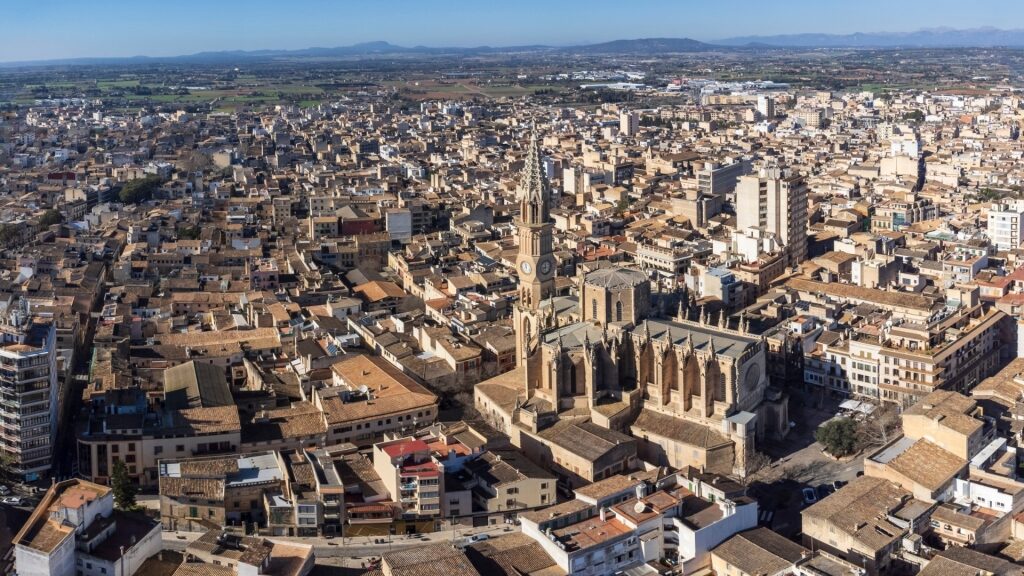 Aerial view of Manacor town in Mallorca