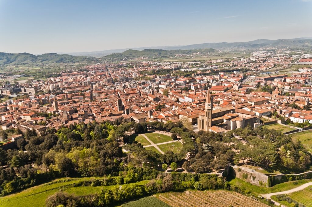 Aerial view of the quaint town of Arezzo