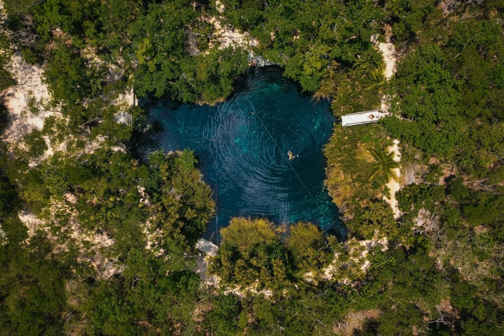 Aerial view of Cenote Cristalino