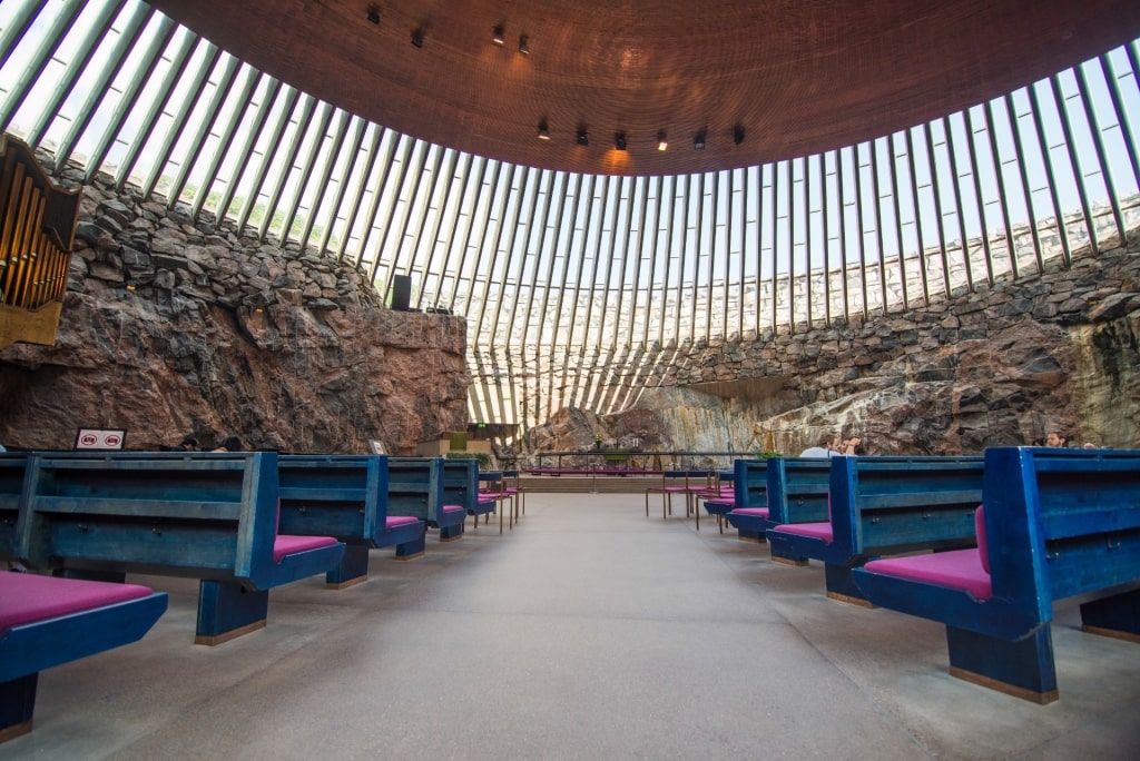 View inside Temppeliaukio Rock Church, Helsinki