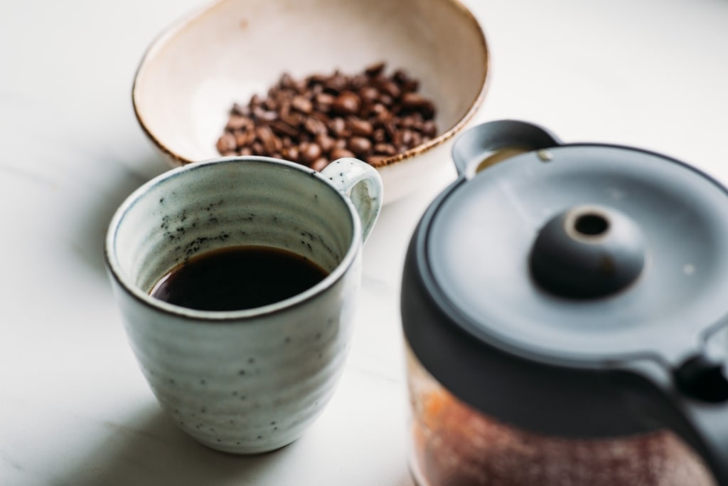 Freshly brewed coffee in a cup