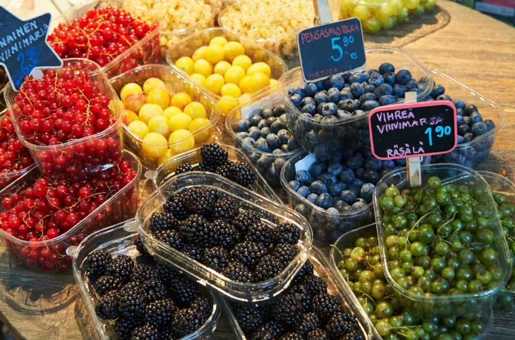 Berries at a market in Finland