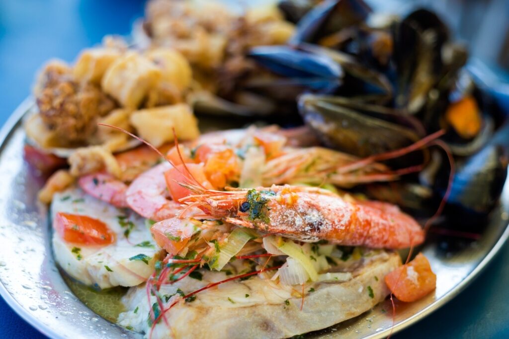 Seafood on a plate in Malta