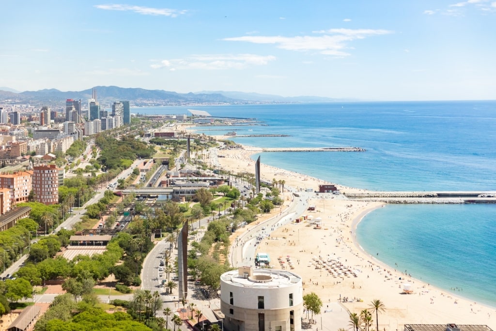 Aerial view of Nova Icària Beach