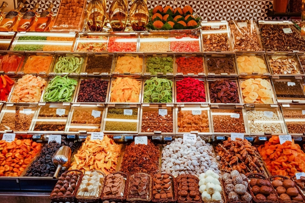 Spices inside the Boqueria Market