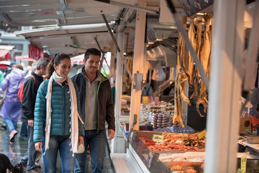Couple shopping at the Fish Market