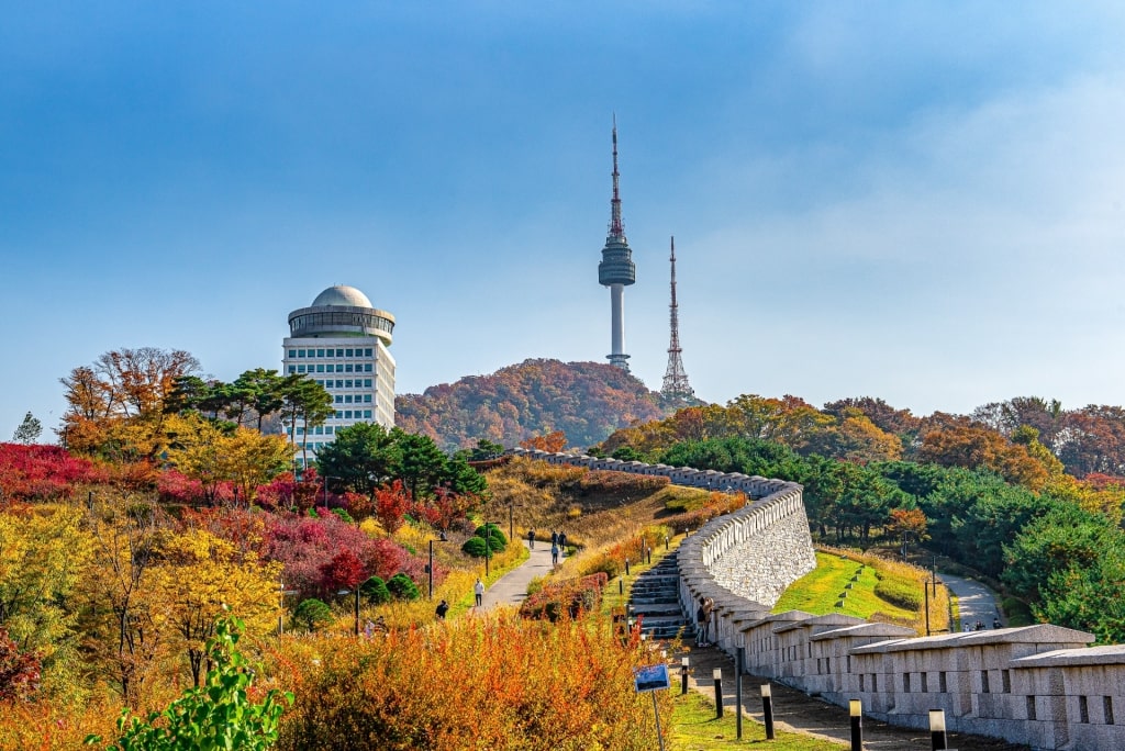 View of N Seoul Tower during fall