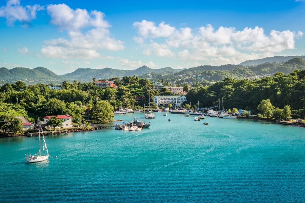 Waterfront of a town in St. Lucia