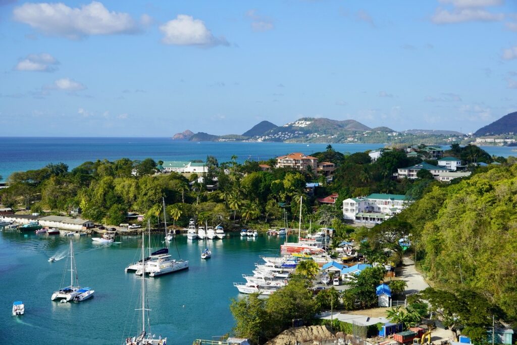 Scenic waterfront of Castries