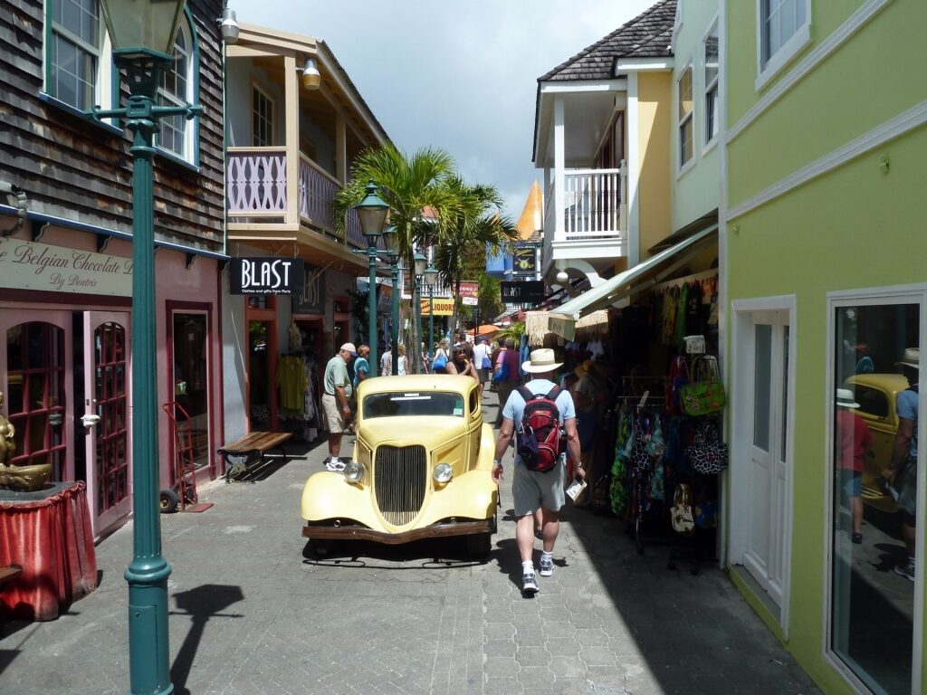People strolling the Old Street in St Maarten