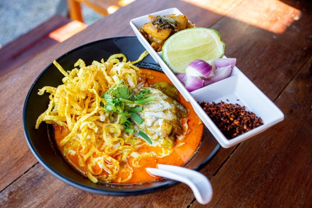 Khao soi in a bowl