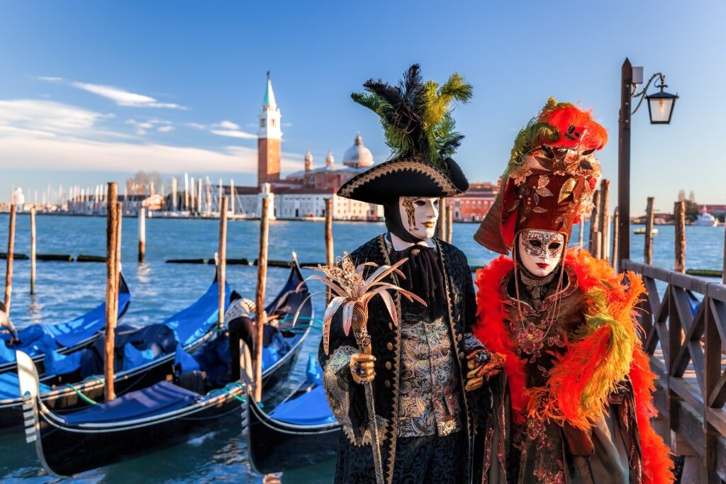 People during Carnival day in Venice